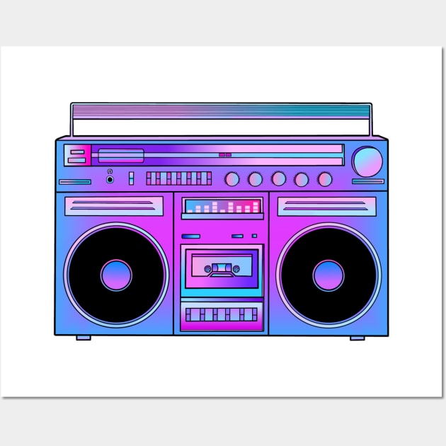 Musical Cotton Candy Blue Pink Boombox Wall Art by Art by Deborah Camp